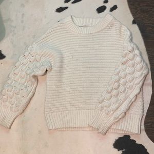 Puffy Sleeve White Sweater